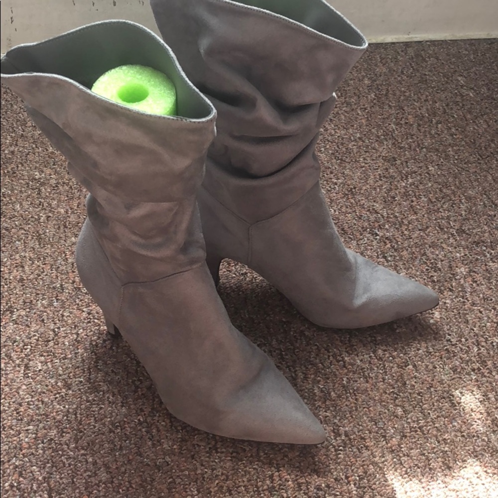 Grey slouch boots